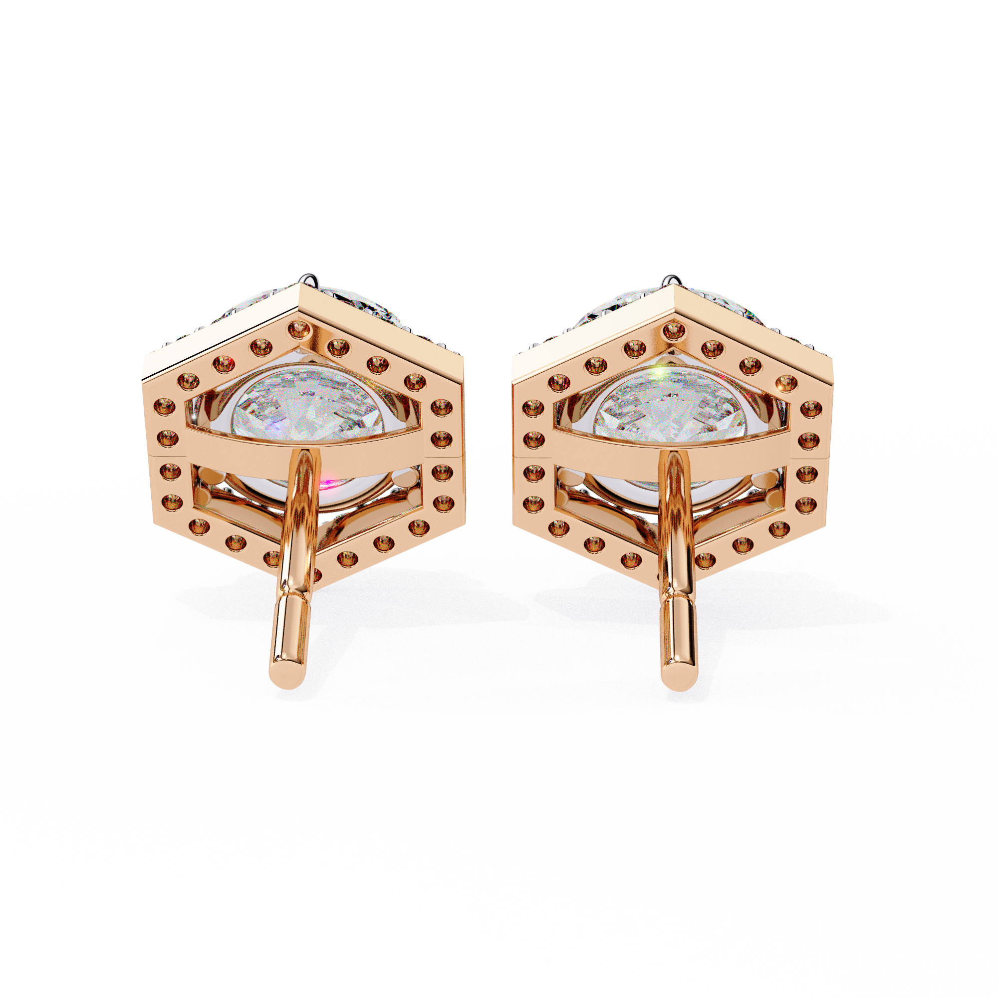 Solitairekart 2.1ct Hexagonal Halo Natural Diamond Stud Earrings-H Color, VS1 Clarity3